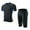 Blue, variant on Mens Fitness Suit Mens Short Sleeved Quick Drying Elastic Tights Training Yoga T Shirt Running Sportswear Two Piece Set