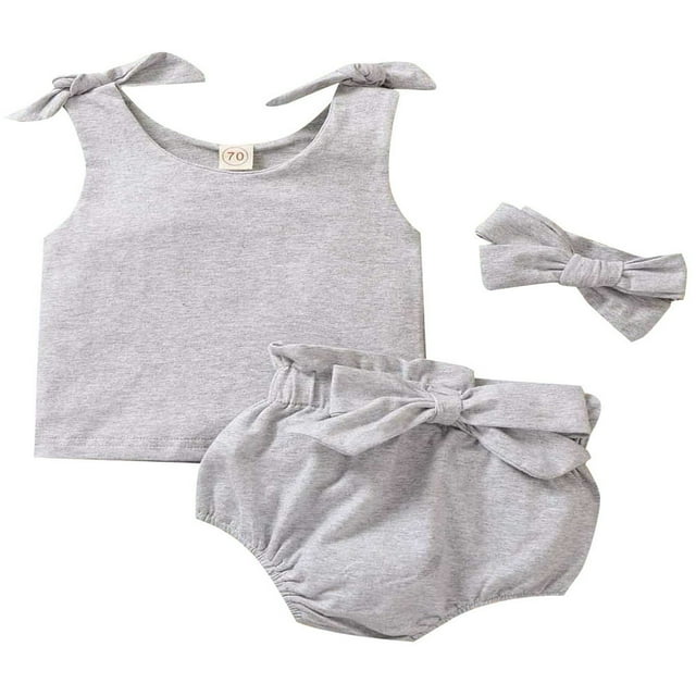 Ensemble pour Bébé Fille : Camisole Sans Manches à Nouer, Bloomer et Bandeau