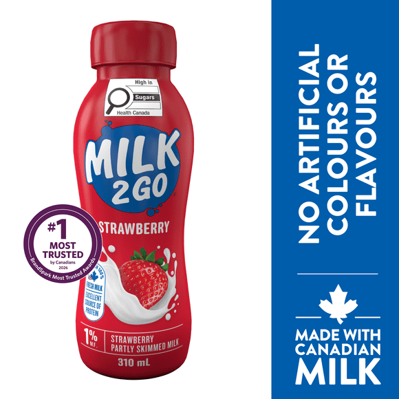 Milk2Go 1% Strawberry Partly Skimmed Milk