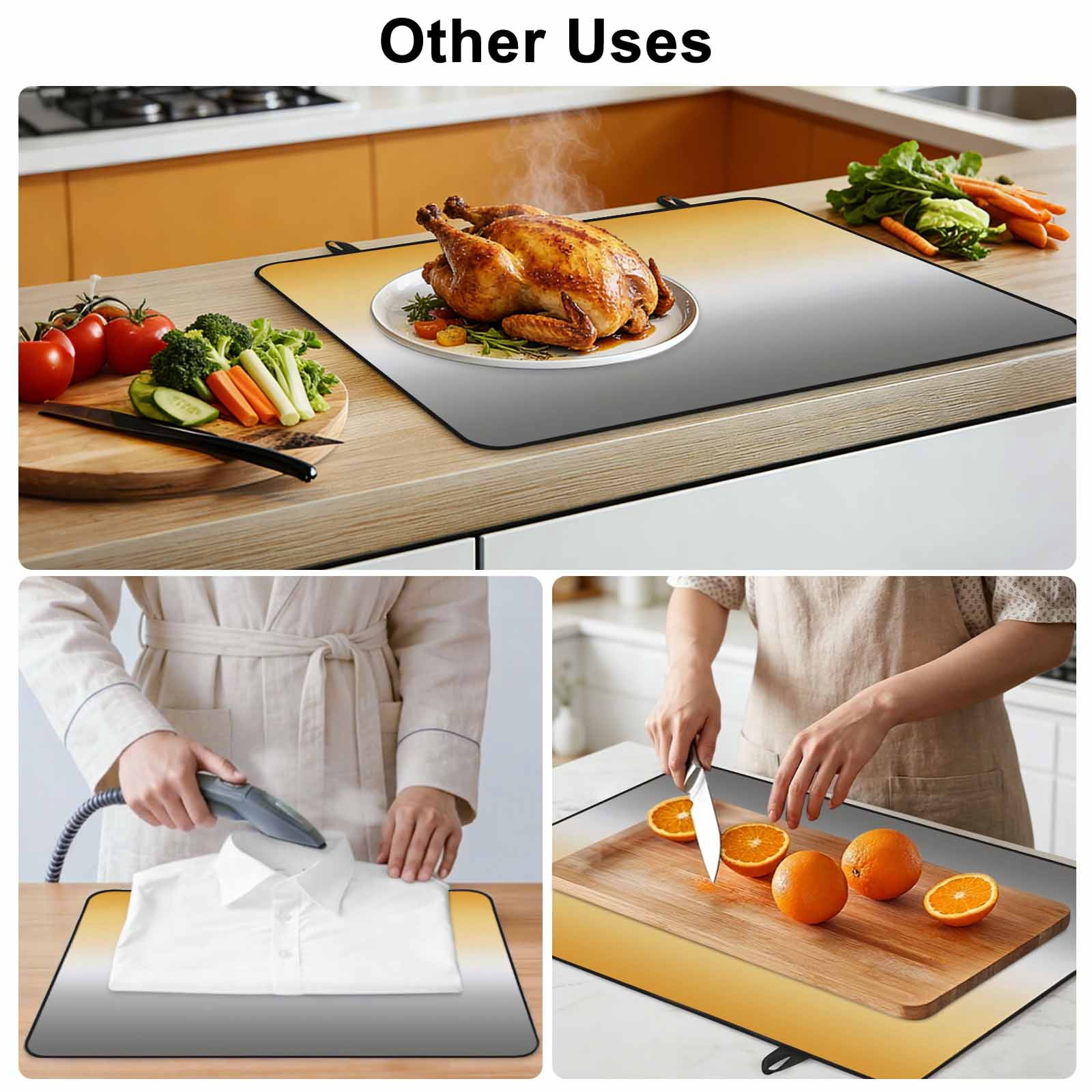 Color Gradient Pattern Stove Top Cover for Electric Stove, Heat-proof & Non Slip Glass Top Stove Cover Protector, Kitchen Flat Cooktop Rubber Mat 24x21 Inches