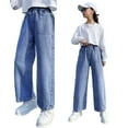 thumbnail image 3 of Toddler Girls' Pants Denim Elastic Wasit Wide Leg Denim Pants Teen Girl Clothes Girls Outfits Size, 3 of 3