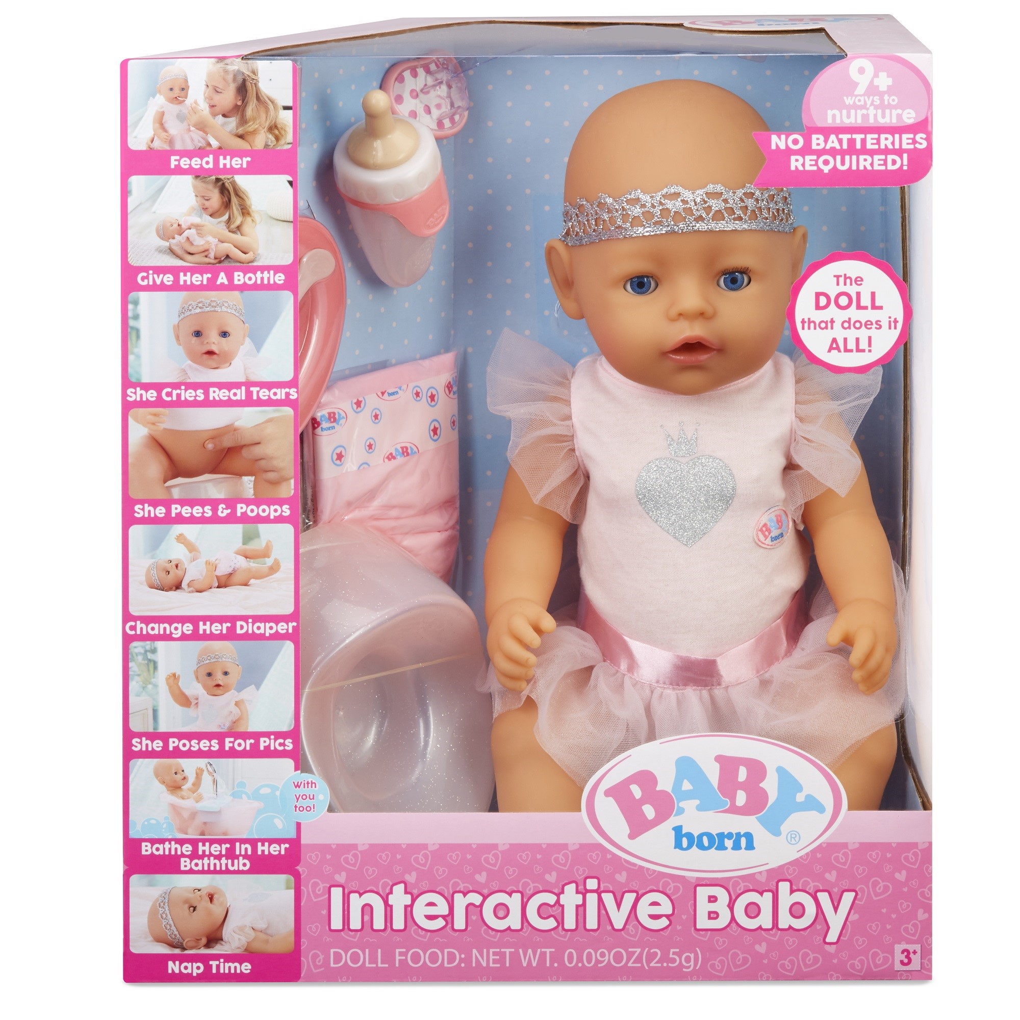 BABY Born Interactive Doll Blue Eyes With 9 Ways To Nurture Eats 