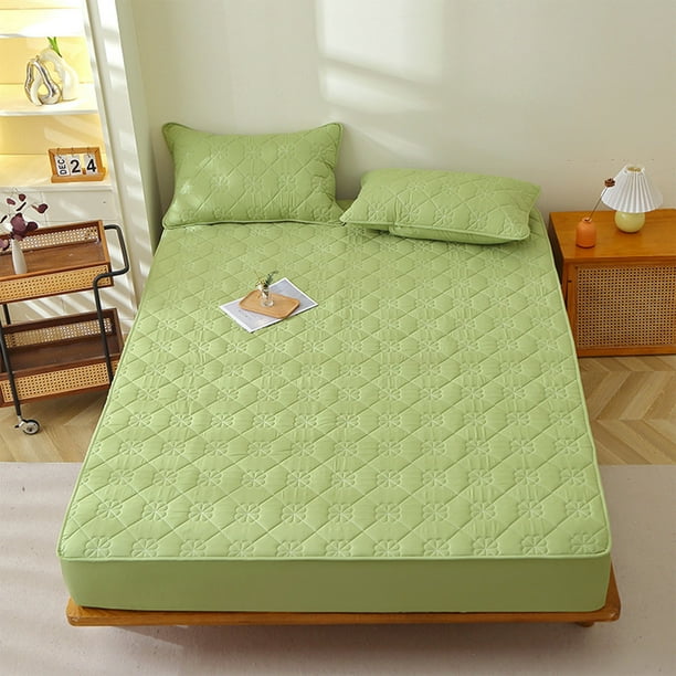 Sábana Ajustable Acolchada - 90 X 200 X 30 Cm. Funda de Colchón Transpirable y Cálida para Invierno. Diseño Antideslizante con Bolsillos. Microfibra de Poliéster. Colores: Azul, Blanco, Gris, Rosa, V