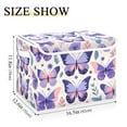 thumbnail image 3 of Large Lidded Bin Foldable Storage Baskets Butterflies Purple Boxes Cubes Lids with 2 Handles for Home Bedroom Office 16.5"x12.6"x11.8", 3 of 7