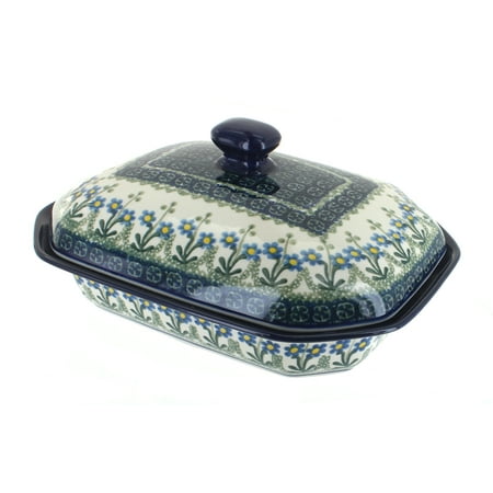 

Blue Rose Polish Pottery Blue Posy Medium Covered Baker