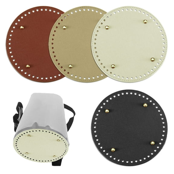 Sekonow 4Pcs Round Large Size Purse Bottoms for Crocheting, with Holes for DIY Bag shaper, Leather Purse Making Supplies, Crochet Basket Bottoms for Crochet Base