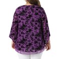 thumbnail image 4 of DARING DIVA Women's Plus Dressy V Neck Mesh Casual Flowy Blouse 1X Purple, 4 of 6