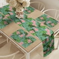thumbnail image 2 of Ambesonne Luau Table Runner & Placemats, Exotic Pastel Plumeria Pattern, Placemat 4 pcs + Runner 12"x72", Teal Green, 2 of 2