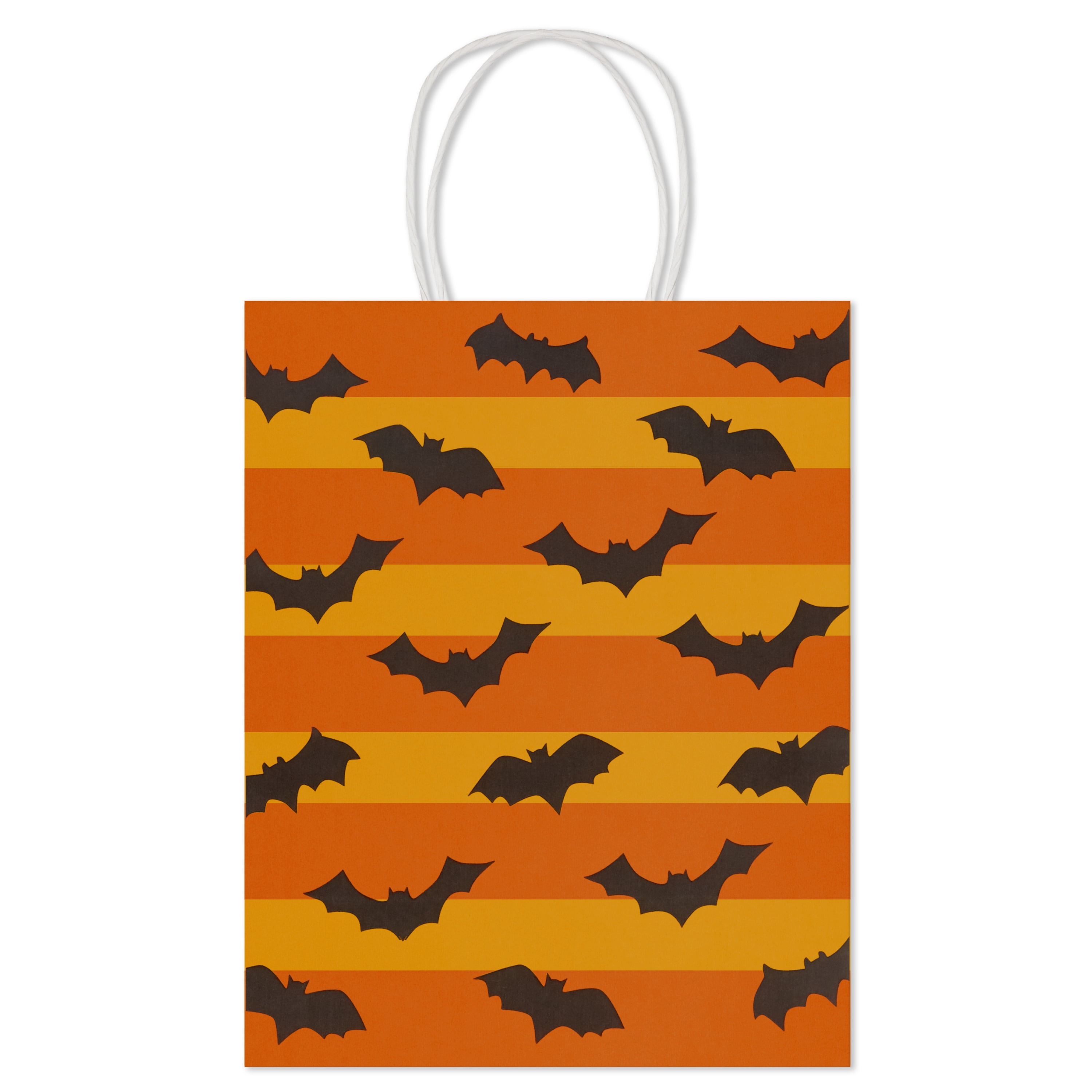 Hallmark Medium Halloween Gift Bag (Orange Stripes with Bats), 1 Count