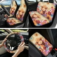 thumbnail image 2 of Jeiento Highland Cow Car Seat Cover Full Set of 13 Dahlia Steering Wheel Cover Seatbelt Pad Armrest Cover Cushion Coasters Key Chain for SUV Van Truck Sedan Auto Interior Sets Easy Install, 2 of 8
