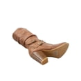 thumbnail image 2 of Safety-52 Women's Buckle Side Zipper Chunky Heel Mid Calf K Boots Shoes ( Tan, 8.5), 2 of 3