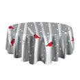 thumbnail image 5 of Gray Christmas Cardinal Bird Pattern Round Tablecloth 60"x60",Wrinkle Wipeable Table Cloth for Kitchen Dining Room Picnic Patio Party, 5 of 6