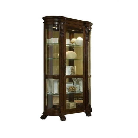 Bowery Hill Hardwood Brown Curio Cabinet Rectangular Adjustable 82" Unassembled