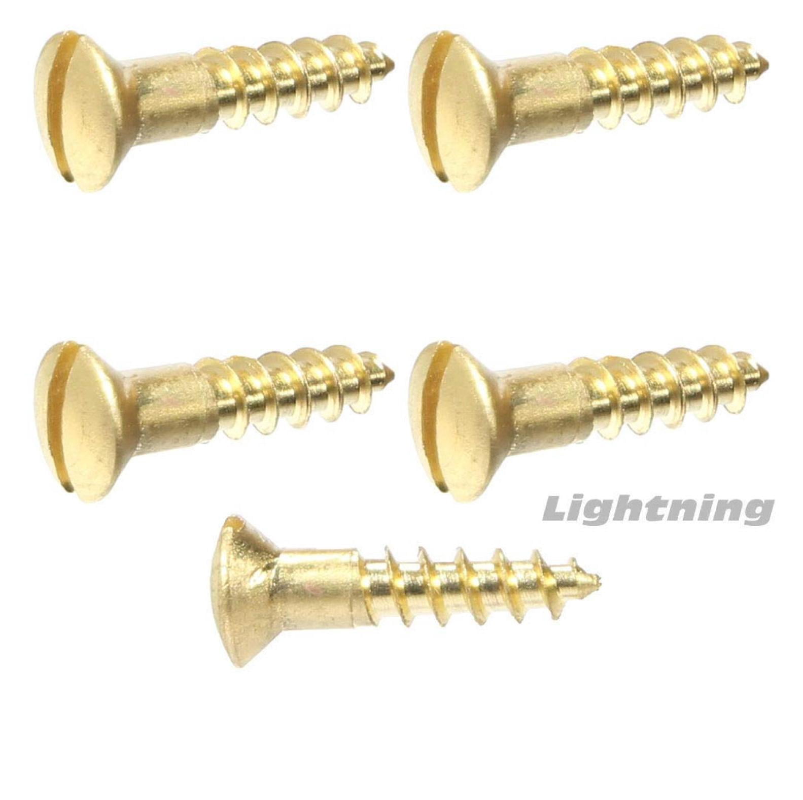 #6 x 3/8 Solid Brass Wood Screws Oval Head Slotted Drive Quantity 100