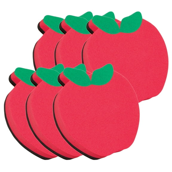 Ashley Productions Magnetic Whiteboard Eraser, Apple, Pack of 6