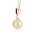 thumbnail image 2 of ANGARA Golden South Sea Cultured Pearl & Pear Ruby Drop Pendant in 14K Rose Gold for Women | June Birthstone, Birthday, Anniversary, Jewelry Gift for Women | Pearl Necklace, 2 of 5
