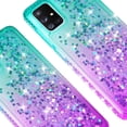 thumbnail image 4 of Compatible for Samsung Galaxy A71 Case with Tempered Glass Screen Protector SOGA Diamond Liquid Quicksand Cover Cute Girl Women Phone Case - Teal / Purple, 4 of 5