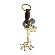 YOZUMD Keyring,Vintage Cute Giraffe Keychain Cow Leather Handbag Tote Purse Charm Key Chain