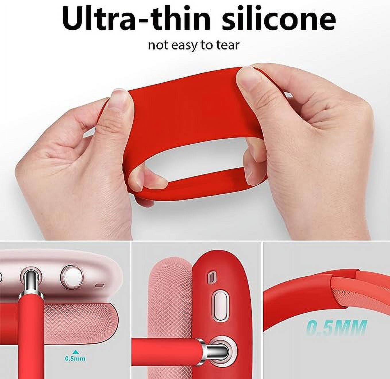 V-MORO AirPods Max Silicone Case, Durable Headphone Cover, Red
