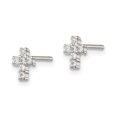 thumbnail image 2 of Sterling Silver Polished Cubic Zirconia Cross Post Earrings, 2 of 3