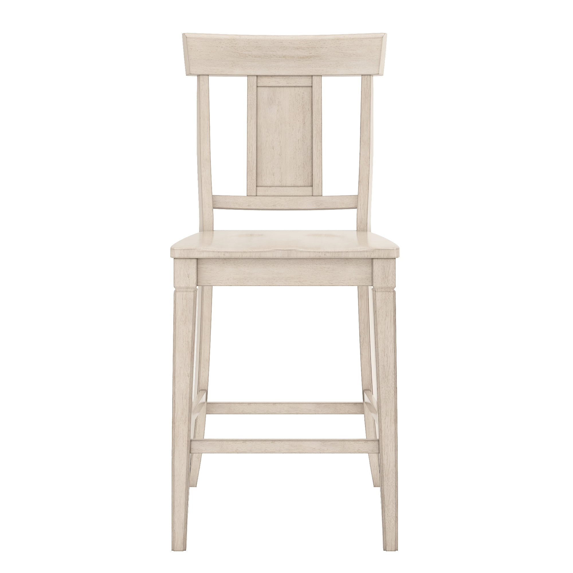Weston Home Farmhouse Vintage Panel Back Solid Wood Counter Height Chair, Set of 2, Antique White