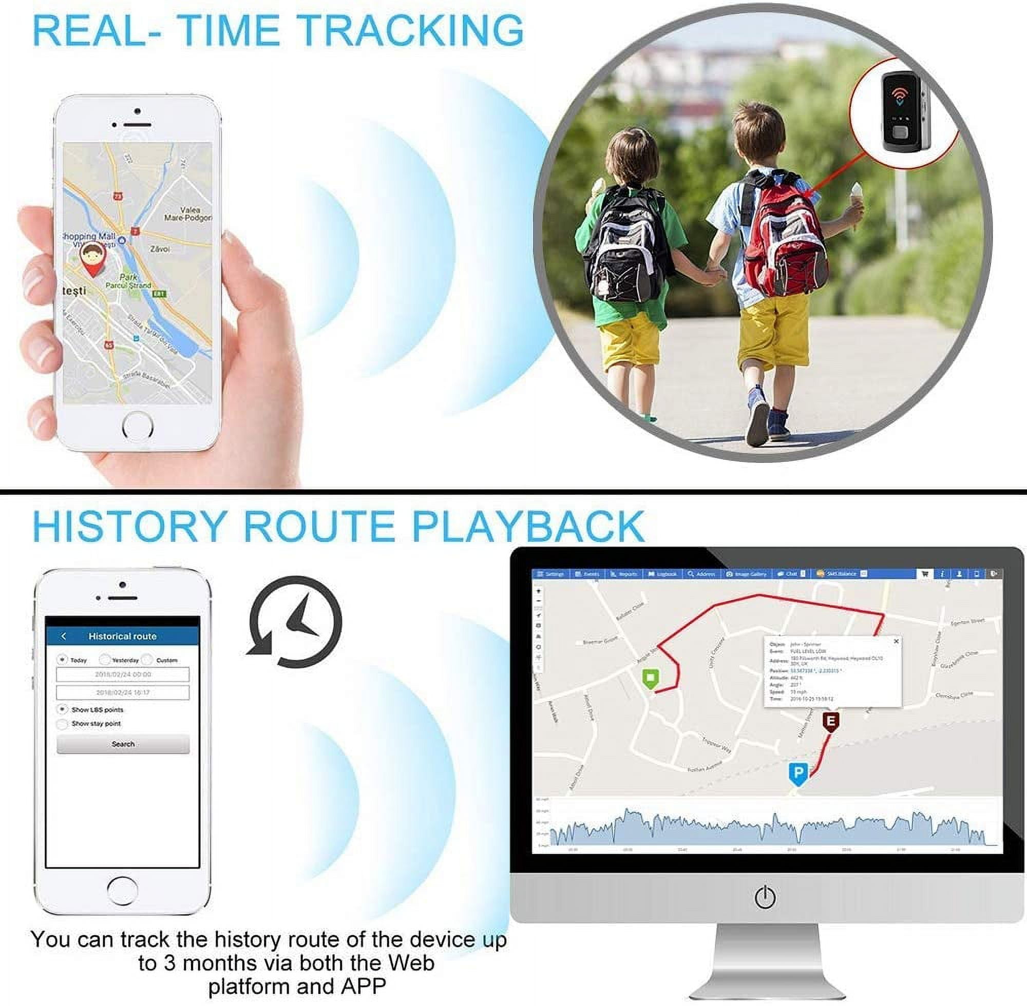 Mini Gps Tracker Device, Anti-thief Portable Real Time Personal and Vehicle Long Standby GPS Tracker for Car/Vehicle/Motorcycle/Bycicle/kids/wallet/documents/bags