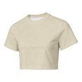 thumbnail image 4 of XIAONU Mens Solid Cropped Short Sleeve Tees Crew Neck Cropped Tops Slim Fit Street Tees, 4 of 4
