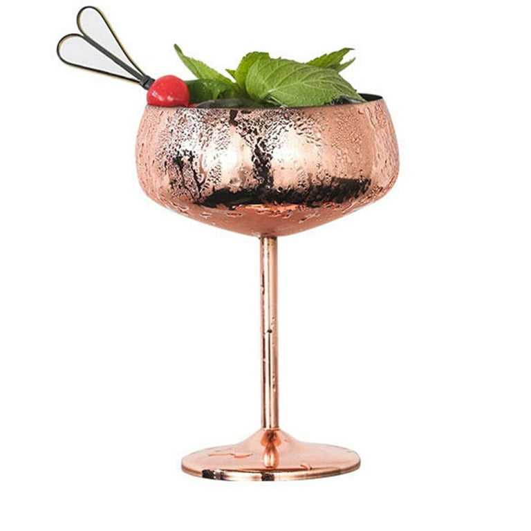 Bar Tool Cocktail Wine Beer Wine Drinking Barware Goblet Red Wine Glass  Cups Stainless Steel 450ML/15.2oz Wide Mouth ROSE GOLD 450ML