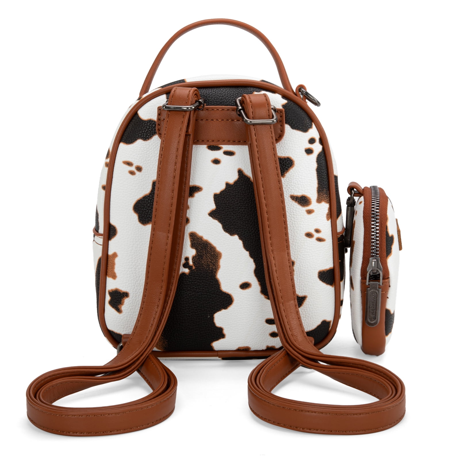 Wrangler Mini Backpack Cute Cow Print Backpack Purse for Women, Brown