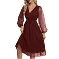thumbnail image 2 of Dresses for Women Sparkly Sequin Mesh Long Puff Sleeve V Neck Empire Waist Ruffle Flowy Midi Dress Homecoming Dress, 2 of 6