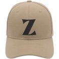thumbnail image 2 of Daxton Structured Curve Visor Bill Baseball Hat 3D Capital Alphabet Letters, Khaki Hat Black Letter Z, 2 of 3