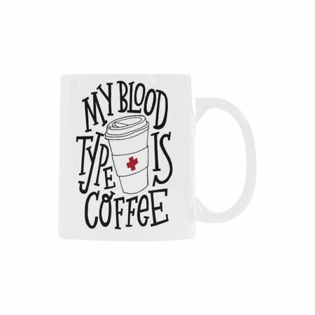 

SUNENAT Funny Inspirational and Sarcasm White Coffee Mugs 15 Fl Oz My Blood Type Is Coffee Funny Mugs Cups