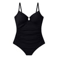 thumbnail image 3 of CHGBMOK Womens One Piece Swimsuit Tummy Control Ruched Bathing Suit V Neck Push Up Spaghetti Straps Swimwear, 3 of 5