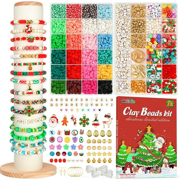 Kit para hacer pulseras de Navidad con cuentas de arcilla Gionlion