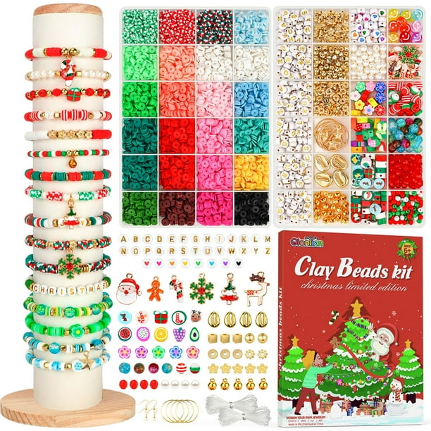 Kit para hacer pulseras de Navidad con cuentas de arcilla Gionlion