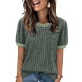 thumbnail image 2 of Women'S Textured Shirts Tops Short Cap Sleeve Shirts Loose Fit Summer Outfits Green S, 2 of 7