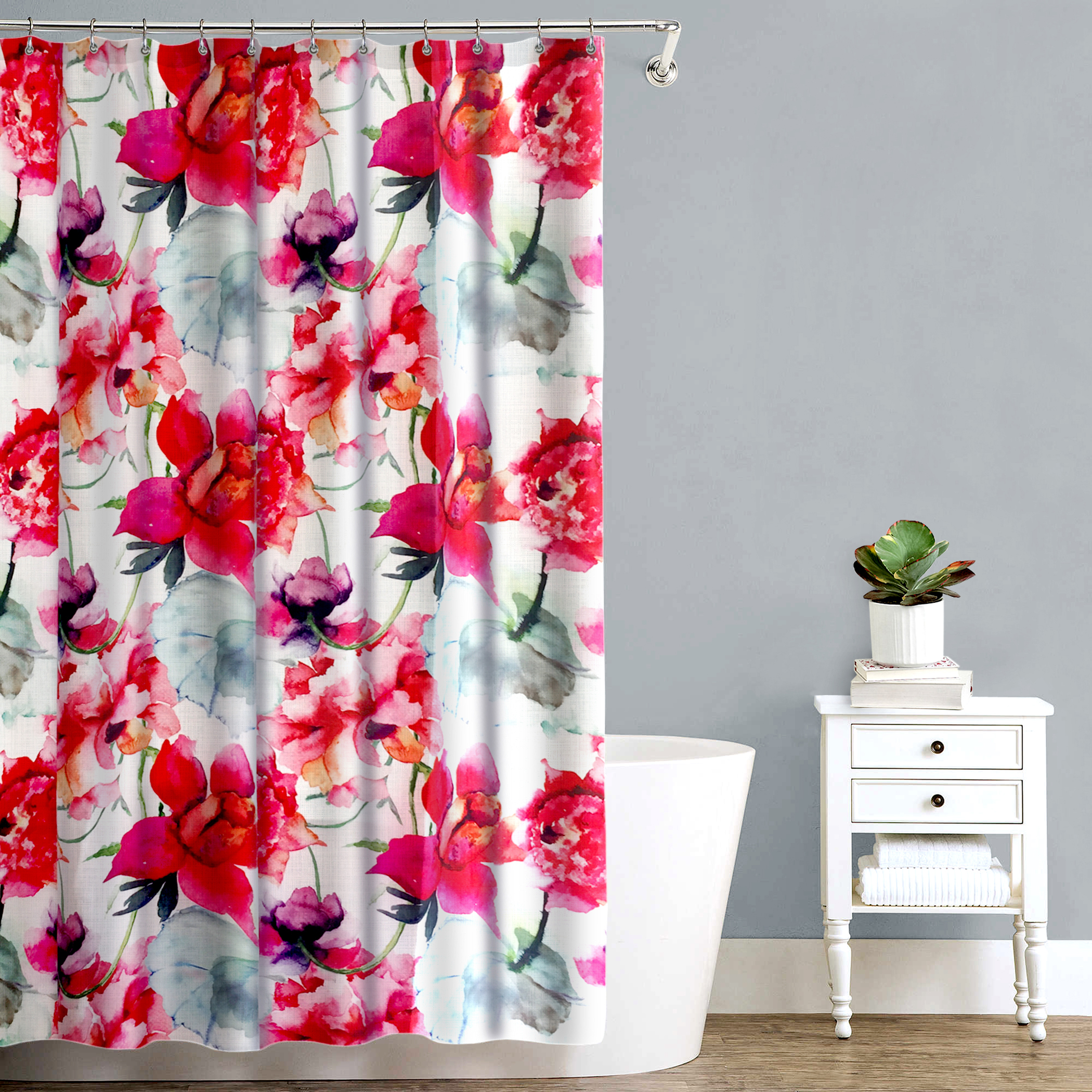 Splash Home Touch of Rose Polyester Fabric Shower Curtain 70 x 72 - Pink - image 2 of 8