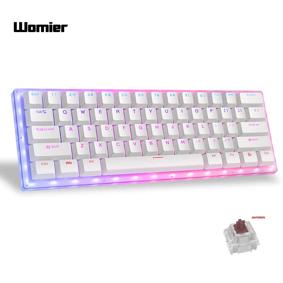 68 Keys, White NPET K61 60% Mechanical Gaming Keyboard RGB Backlit Ultra-Compact Gaming Keyboard Mini Wired Computer Keyboard with Gateron Red Switches for Windows PC Gamers 