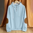 thumbnail image 5 of IWRICH Waffle Hoodie for Men Long Sleeve Casual Breathable Hooded Sweatshirts Loose Fit Lightweight Cozy Pullover Tops Sky Blue L, 5 of 5
