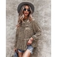 thumbnail image 2 of Ruffle Neck Cheetah Print Bishop Sleeve Loose Blouse for Women, 2 of 3