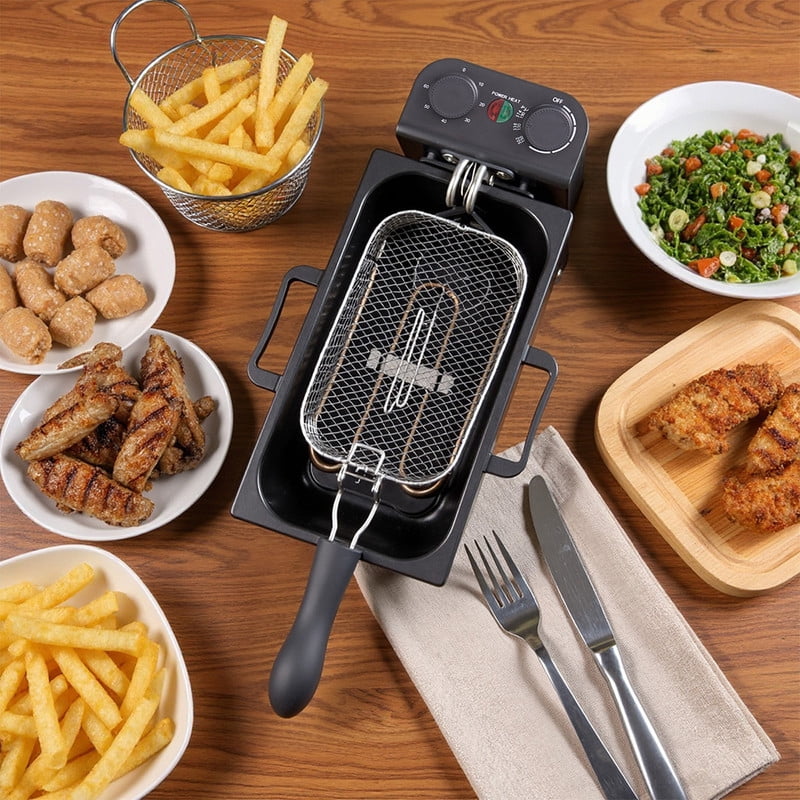 Daluvenix Electric Deep Fryer, 3L Capacity with A Frying Basket, 1700W Power, Time & Temperature Control, Stainless Steel, Dishwasher Safe Lid & Baskets, Home Use Fryer with View Window & Odor