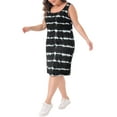 thumbnail image 4 of Vestidos de verano sin mangas de tie dye de talla grande Agnes Orinda para mujeres, vestido casual suelto tipo camiseta de playa 3X negro, 4 of 6