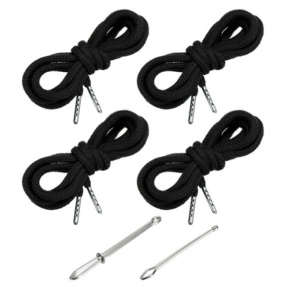 Uxcell 51 Inch Drawstring Cords, 4pcs Replacement Draw Strings with 2pcs Easy Threaders for Shorts Pants Jackets Coats Sweatpants Hoodie, Black