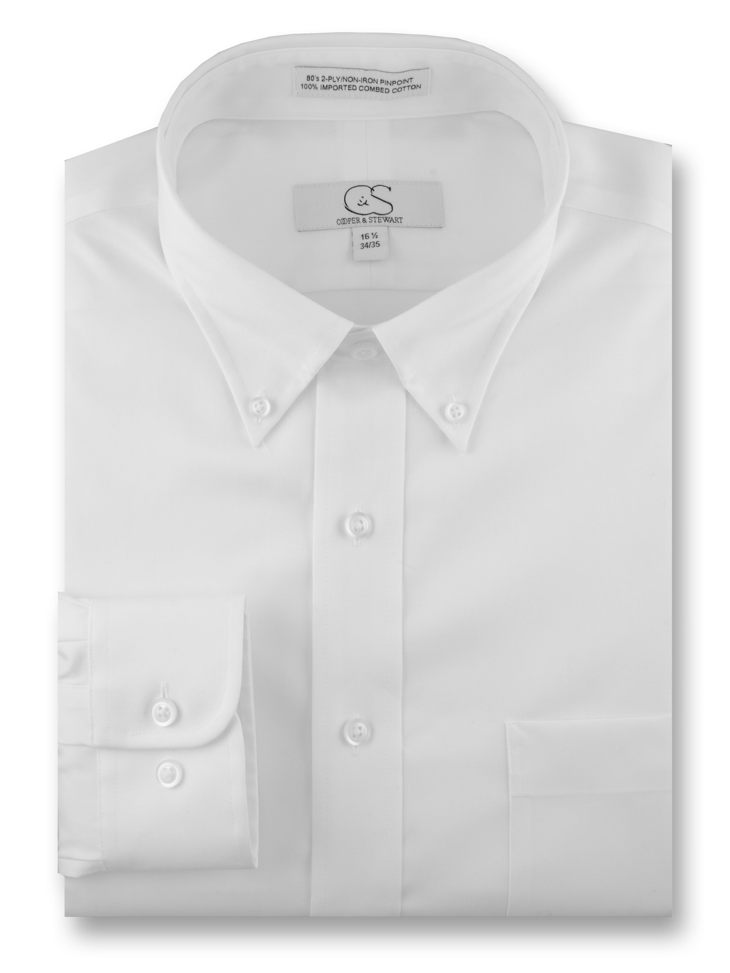 COOPER /& STEWART Big /& Tall Non-Iron Pinpoint Button-Down Collar Dress Shirt