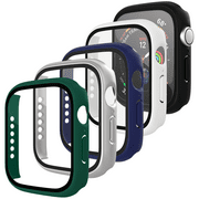 5 Pack Case with Screen Protection for Apple Watch Series 7 45mm Slim Guard Bumper Full Coverage Hard PC Protective Cover HD Ultra-Thin Cover for iWatch 45mm Accessories, Black/Silver/Green/Blue/White