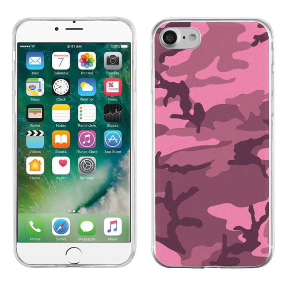 Slim-Fit Case for Apple iPhone 8, OneToughShield ® Premium TPU Gel Phone Case - Camouflage Pink