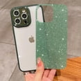 thumbnail image 3 of Compatible with iPhone 13 Pro Max Clear Case, Luxury Glitter Cute Bling Clear Phone Case for Women Girls Soft TPU Shockproof Camera Protective Back Cover Case - Green, 3 of 10