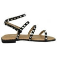thumbnail image 3 of Forever Shoes Women Gladiator Sandals Studded Ankle Strap Flat Buckle up DING-28 Black 9, 3 of 3