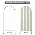 thumbnail image 4 of Sage Green Striped Arch Backdrop Cover, Spandex Fitted Wedding Arch Cover, Modern Farmhouse Sage Green White Stripes Round Top Stand Covers for Birthday Ceremony Bridal Shower Party Decor 4x1.65 Ft, 4 of 9