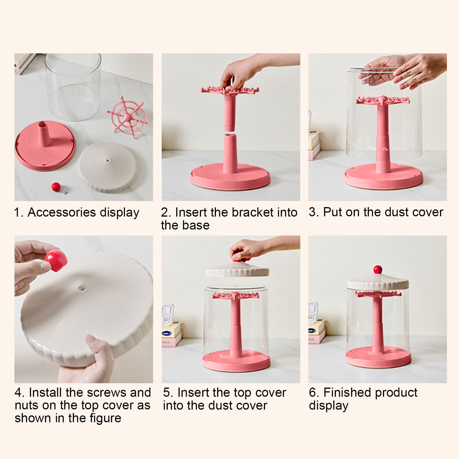 360° Rotating Storage Display Case with 360-Degree Rotation & Thickened Gears, Acrylic Dustproof Showcase for Collectible Figurines, Dolls, Toys Home Organizer